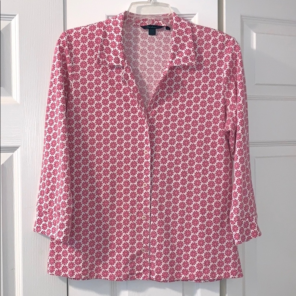 Boden pink daisy blouse